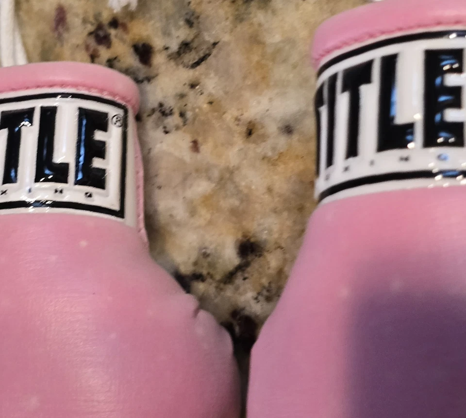 3½" Pink Title Pair Of Boxing Authentic Detailed Mini Lace Up Mitts Finger Gift - Image 3 of 4