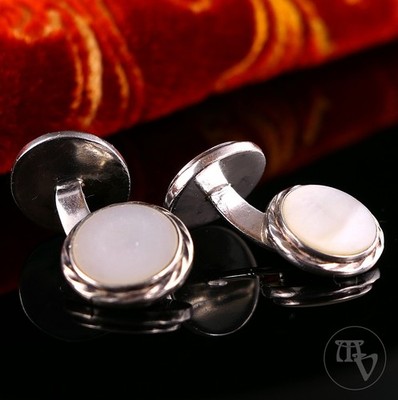 Vintage / Art Deco Manschettenknöpfe Perlmutt 835 Silber - zus. 9,9g Massiv Alt