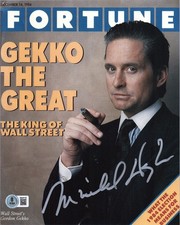 Michael Douglas Signed Auto Wall Street Fortune Replica Magazine Prop Photo BAS