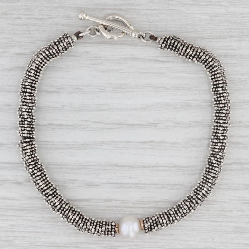 Pulsera de cadena de caviar de perlas cultivadas Michael Dawkins de plata de ley de 7,5" Foto 2 de 4