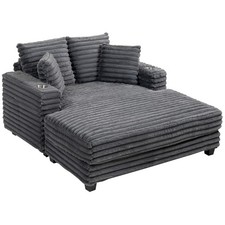 Chaiselongue 2 Sitzer Groß Schlafsofa 134 x 151 cm mit Becherhalter, Grau