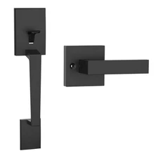 HOSOM Matte Black Front Door Handle No Lock Exterior Door Handle Set with Rev...