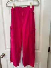 Wide-Leg Cargo Pants in Bright Pink