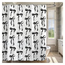 Cute Shower Curtain Bow Pattern Waterproof Fabric Shower Curtain for Bathroom...