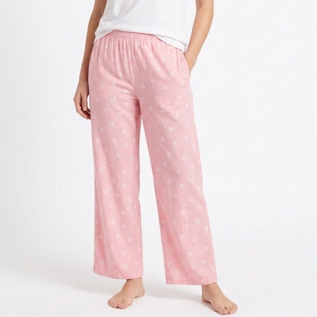 Charter Club Intimates Cropped Pajama Pants Women Large Pink White Floral Cotton