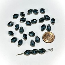 Czech Pressed Druk Fancy Glass Beads 11x7mm Montana Sapphire 25pcs CL1049