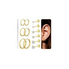 6 pair 14K Gold Filled Earrings Set for Women,Hypoallergenic Huggie Hoop Earr...