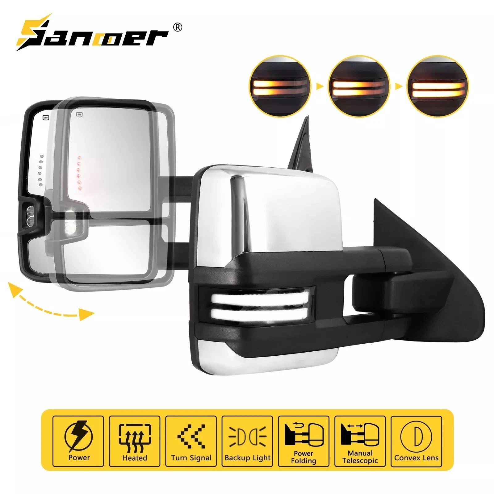 Chrome Tow Mirrors Power Fold For 2015-2019 Silverado GMC Sierra 2500HD 3500HD
Opens in a new window