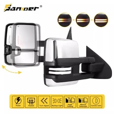 Chrome Tow Mirrors Power Fold For 2015-2019 Silverado GMC Sierra 2500HD 3500HD