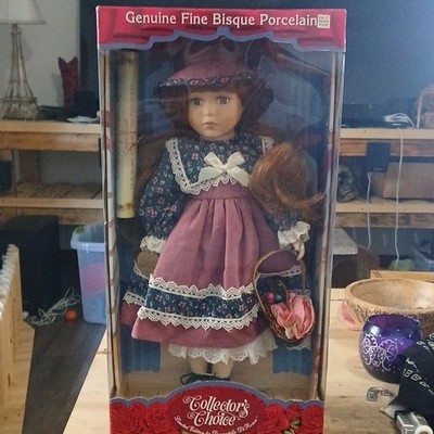 Collector's Choice Fine Bisque Porcelain Girl Doll Red Wavy Hair w/ Certificate