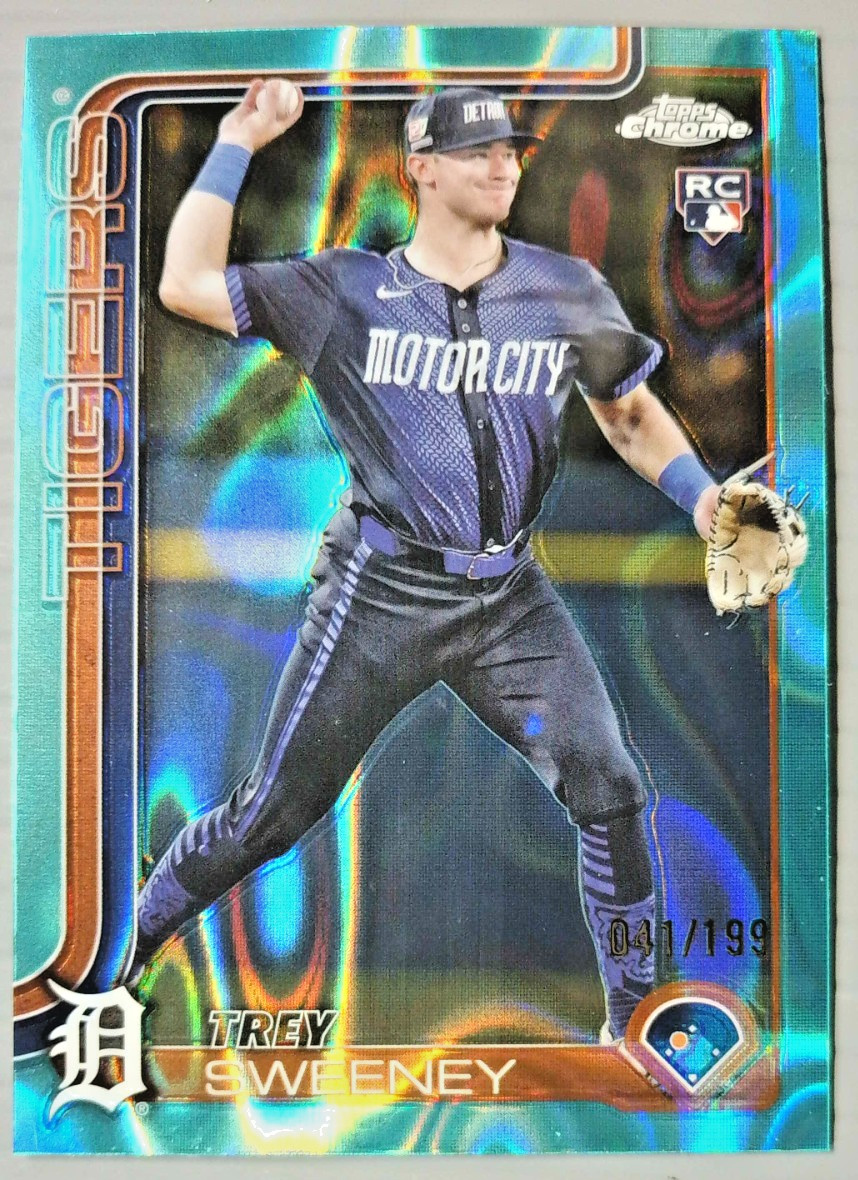2025 Topps Chrome - Trey Sweeney #6 Aqua Raywave Refractor /199 (RC)