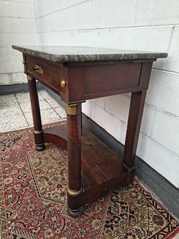 CONSOLE IMPERO, PRIMI '800, PIUMA DI MOGANO,  DIM 85 X 54 H 87 CM - Immagine 2 di 4