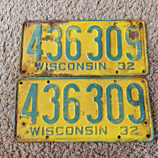 Plaques d'immatriculation Wisconsin 1932