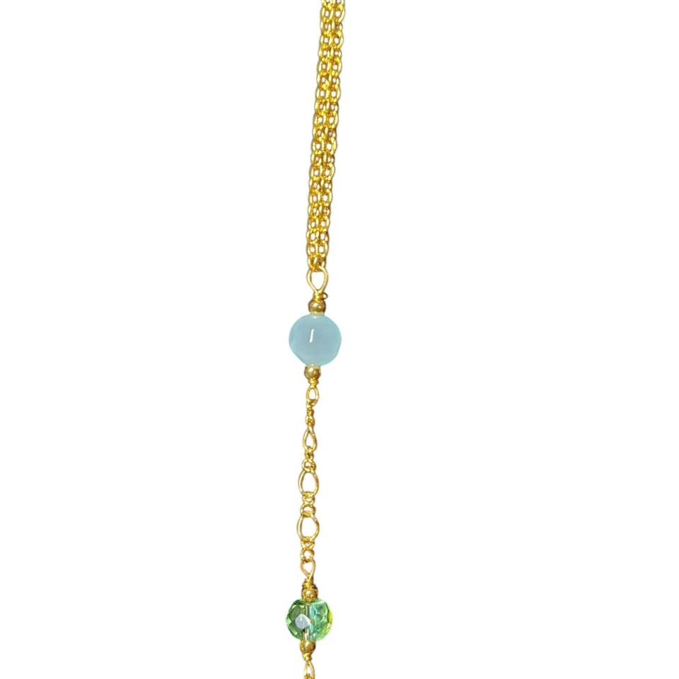Cookie Lee Gold Green And Light Teal 30" Necklace & Shepherds Hook Earrings Set  - Image 2 of 4