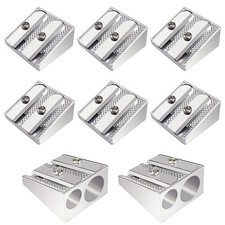 Manual Pencil Sharpeners 8 Pcs Metal Handheld Double Holes