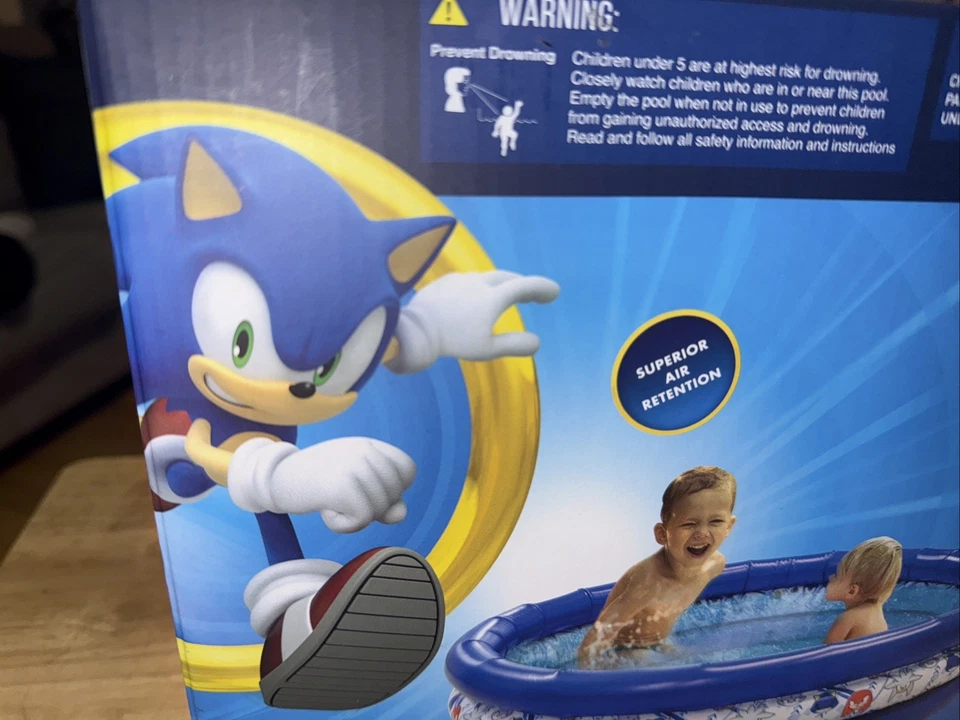 Sonic The Hedgehog 3 Ring Pool 34” D X  10” H New In Box Free Shipping - Image 3 of 4