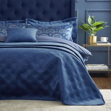Catherine Lansfield Art Deco Pearl Shell Quilted Bedspread Textured Bedding UK