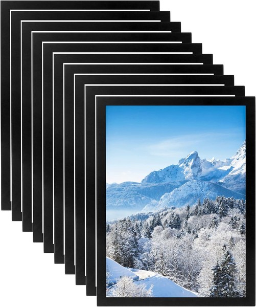 Qwork® 10 StüCk A4 Magnetrahmen, Selbstklebend Magnetrahmen, Schwarz, FüR An-image