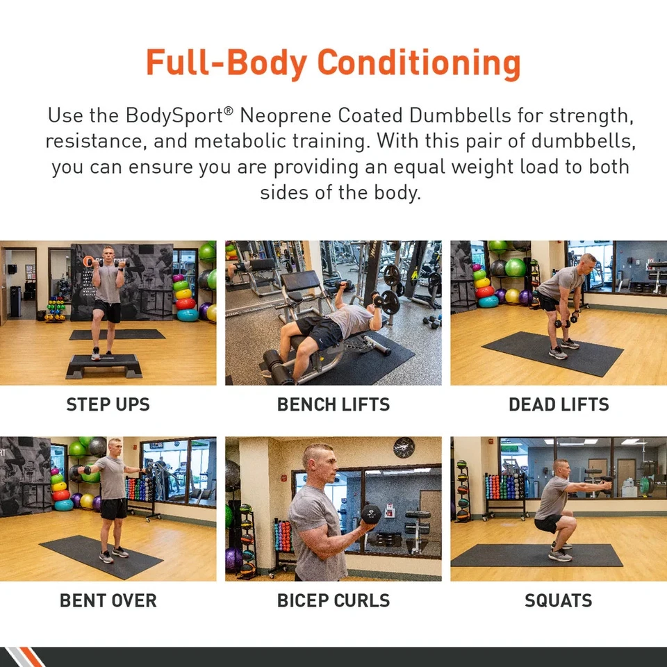 2 Mancuernas, Par, Body Sport Premium Neopreno Mancuerna Entrenamiento con Pesas-Fuerza Foto 4 de 4