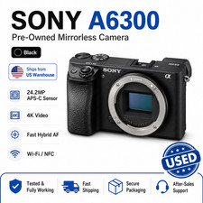Sony Alpha A6300 242MP Mirrorless Camera Body 4K 425 AF Points No Lens ISO