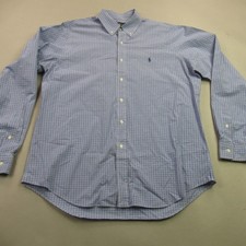 Polo Ralph Lauren Shirt Mens Large Blue Checks Long Sleeve Button Front
