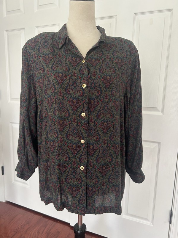 Elisabeth By Liz Claiborne Women’s Paisley Blouse Top Shirt Size 14 Petite 14P