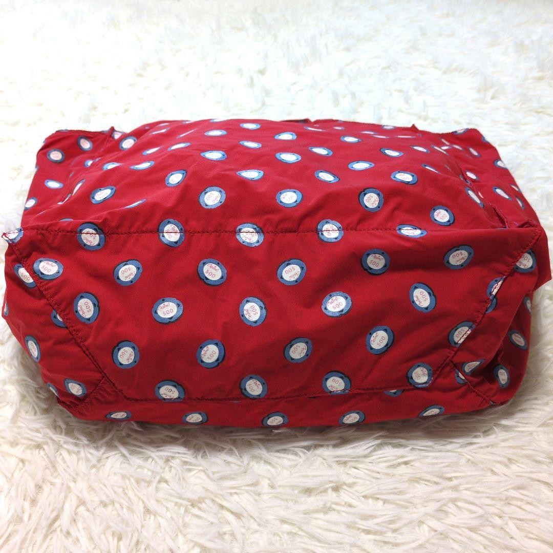 PRADA Tote Bag Triangle Logo All Over Pattern Large Capacity Red From Japan — image 3