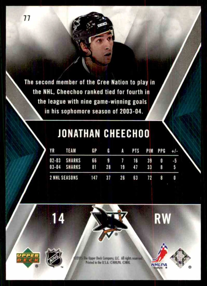 2005-06 UPPER DECK SPX JONATHAN CHEECHOO #77 - Image 2 of 2