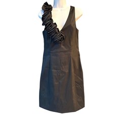 Betsy & Adam Black One Shoulder Ruffle Cocktail Dress Women Small? (See Photos)