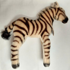 Vtg Steiff Zebra Plush Mohair w/ Chest Tag 8 Germany 1950s Button