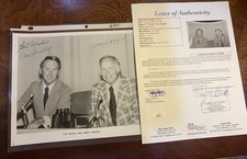 Vin Scully And Jerry Doggett Signed Auto 8x10 B/W Photo JSA