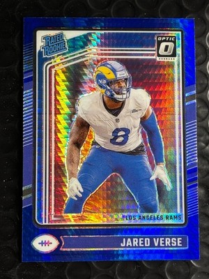 2024 Panini Optic - Rated Rookie Jared Verse #242 Blue Hyper Prizm (RC) L.A Rams