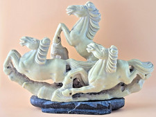 Vintage Green White Carved Jadeite Jade Stone 🐎Horse Sculpture Strength Freedom