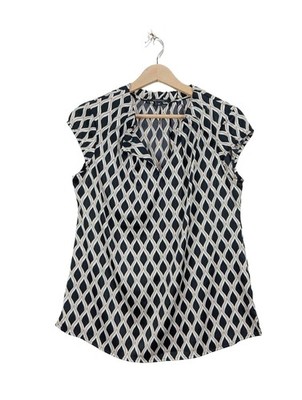 COMMA Kurzarm-Bluse Damen Bluse Gr. DE 36 schwarz-weiß Casual-Look