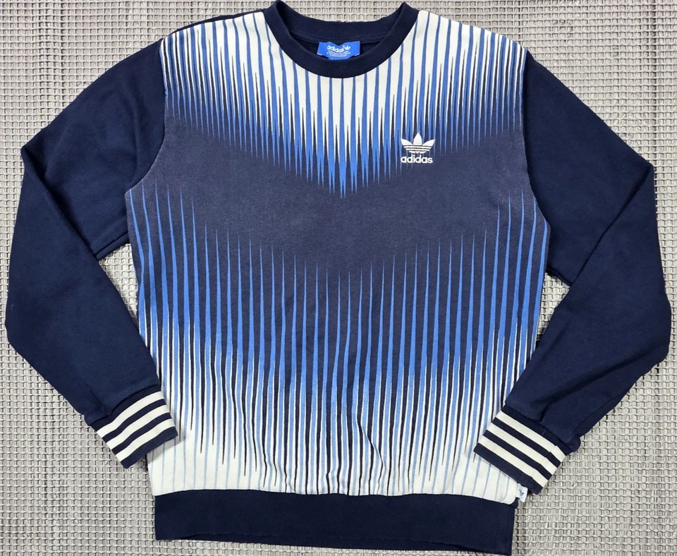 Adidas Originales Para Hombres S MEZCLA CREW Azul Gráfico Sudadera Superestrella Abstracto Foto 2 de 4