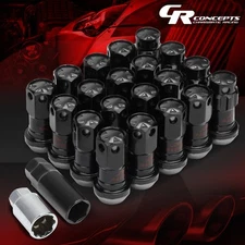 GUN METAL 16 WHEEL LUG+4LOCK NUT+KEYS M12X1.5 22OD 45MM CLOSED SPLINE ALUMINUM