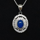 World Class 2.05ctw Blue Opal & White Sapphire Baguette 925 Silver Pendant — photo 2
