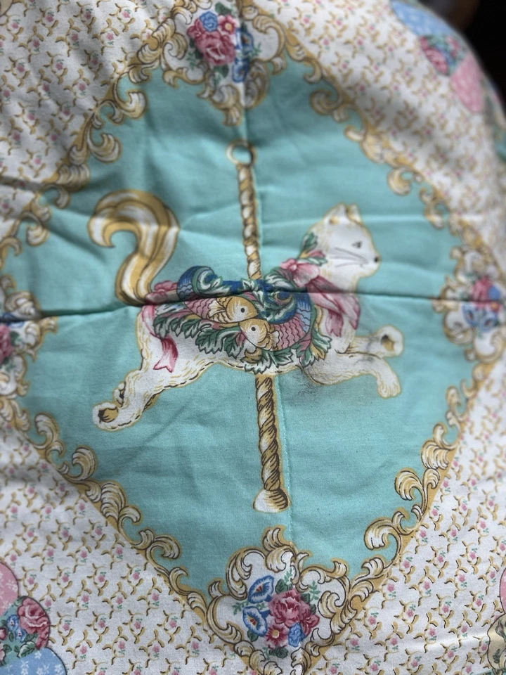 Juego de almohadas dobles ropa de cama cottagecore en mal estado pastel volantes edredón carrusel de colección Foto 3 de 4