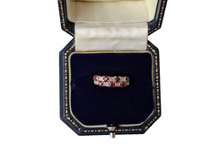 Ruby and Diamond Ring 9ct Gold Diamond and Ruby Vintage Ring - Size P 1/2