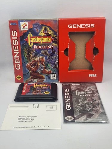 Castlevania: Bloodlines Sega Genesis Complete in Box, Manual + REG - READ ⬇️