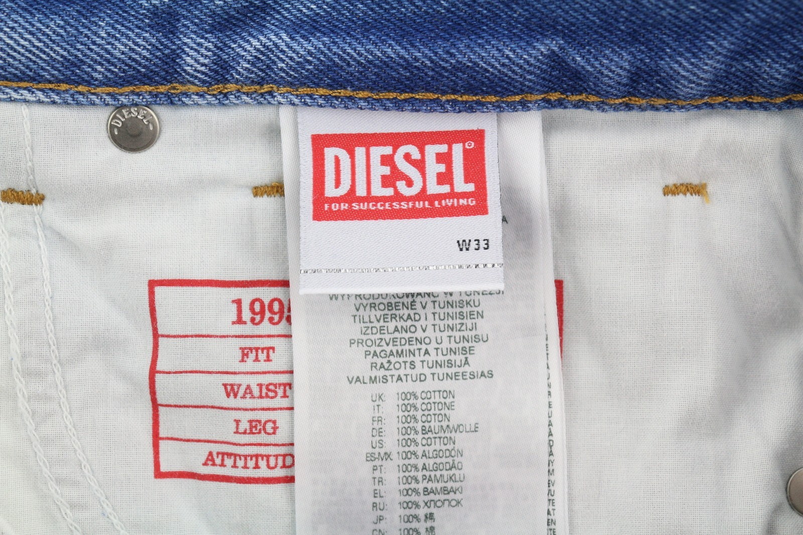 DIESEL 1995 007F5 Men's Jeans W33/L34 Straight Slim Patterned RRP250 image 9