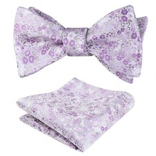 Mens 2pcs Classic Floral Pattern Self-tied Bow Tie and 045-gray/ Lilac