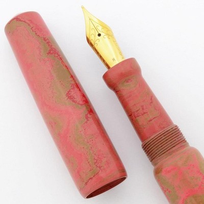 Ranga Abhimanyu Ebonite Fountain Pen - Pink Red Cream, JoWo #6 Nibs (New in Box)