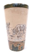 ROYAL DOULTON HANNAH BARLOW CUP BEAKER DECORATED WITH CATTLE - PERFECT