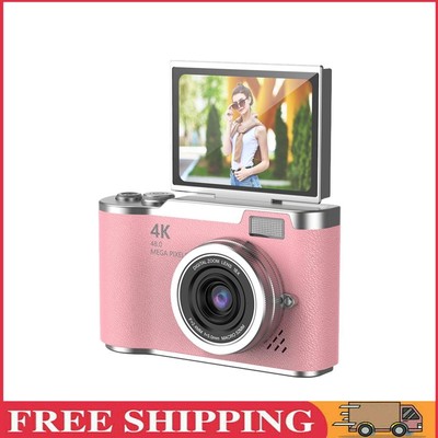 4K Digital Camera 48MP Portable CCD Camera 8X Zoom Video Recorder Gift (Pink)