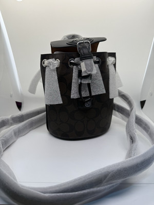 NWT Coach CL458 Amelia Convertible Backpack In Signature Canvas Brown Black