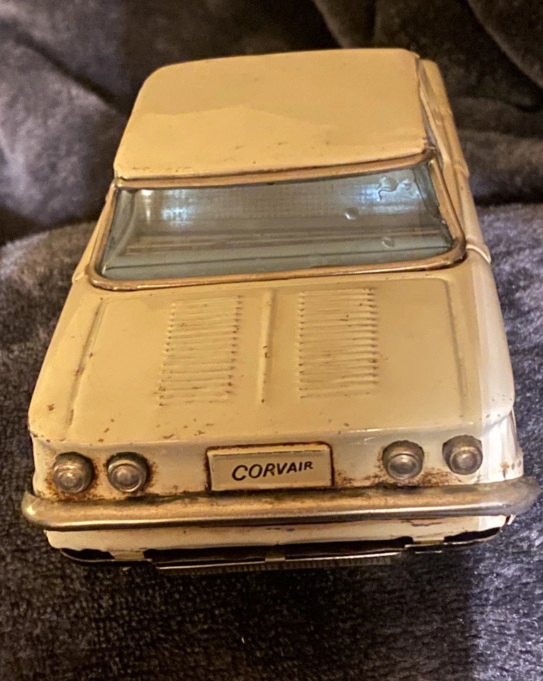Vintage 1963 Bandai Chevrolet Corvair Brinquedo Litho Estanho Carro de Fricção Japão Raro! - Imagem 3 de 4