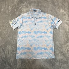 Bad Birdie Polo Shirt Mens L Blue Floral Golf Performance Lightweight