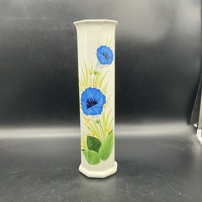 Este C.E. Made In Italy Hand Painted Morning Glory Vase 15 1/4  T