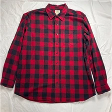 LLBean Mens XL Tall Red Black Buffalo Plaid Flannel Shirt Traditional Fit